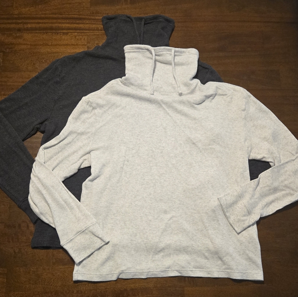 Express Waffle Knit Funnel Neck Long Sleeve Shirt